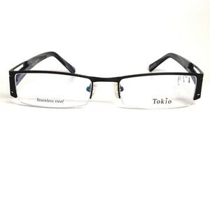 Tokio 1532 Eyeglasses Matte Black Stainless Steel Half Rim Frames‎ 53-17-140